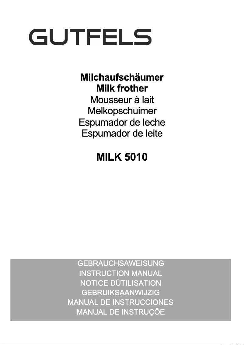 Image de la première page du manuel de l'appareil MILK 5010