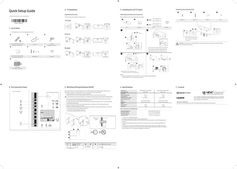 Page 1 de la notice Manuel utilisateur Samsung HG55AT690UK
