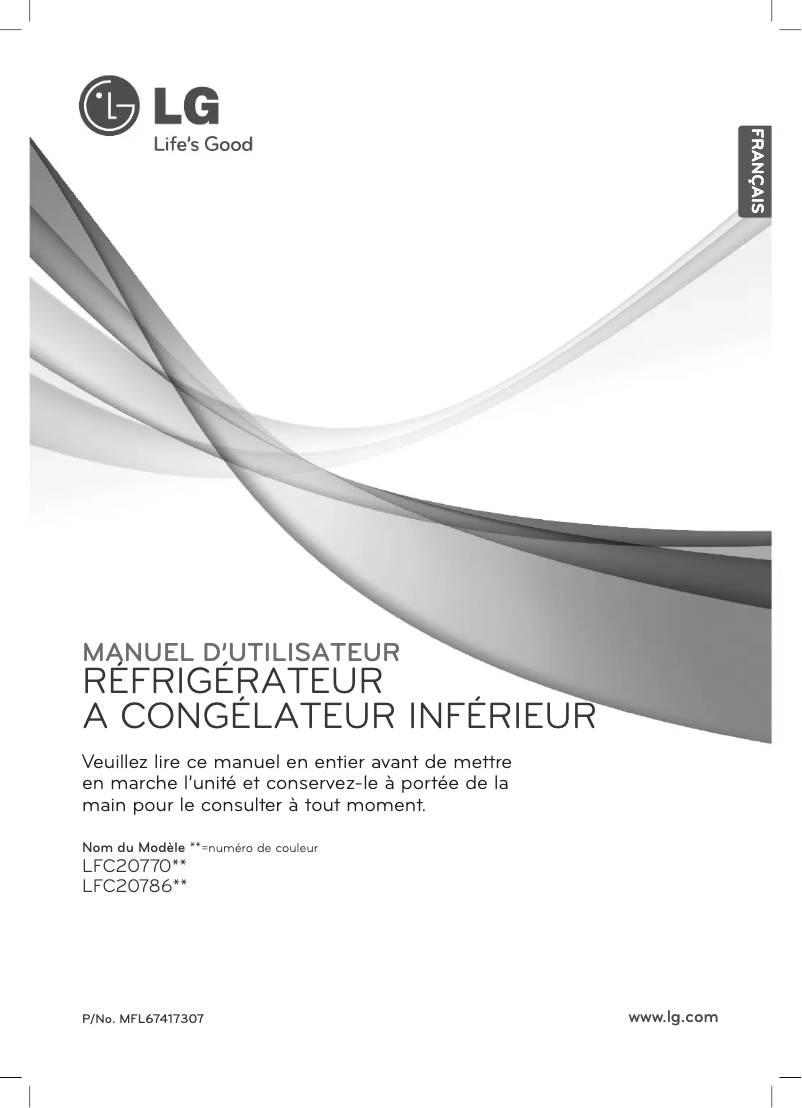 Page 1 de la notice Manuel utilisateur LG LFC20786SB