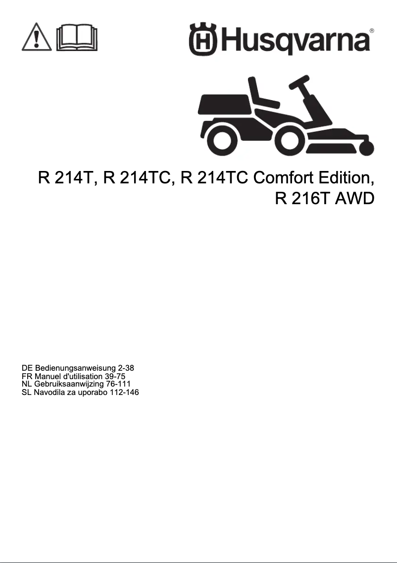 Page n°1 - Manuel utilisateur Husqvarna R 214TC Comfort Edition