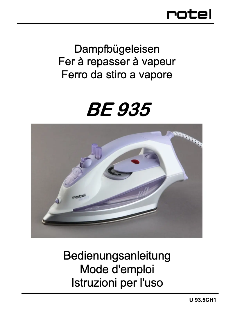 Image de la première page du manuel de l'appareil BE 935