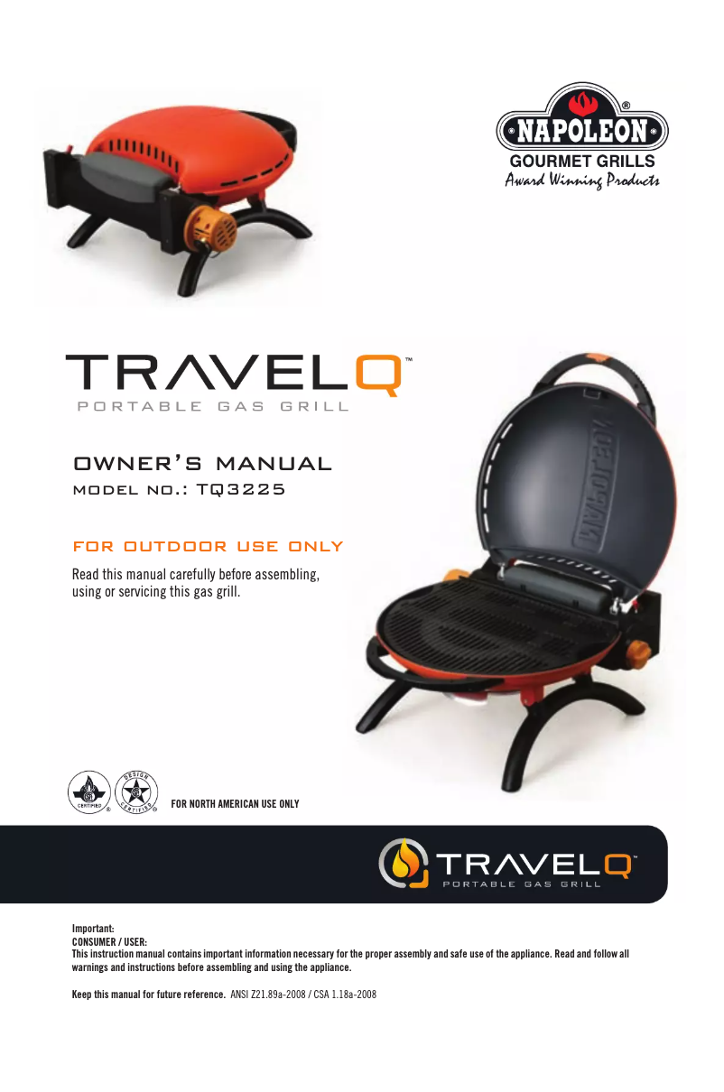 Page n°1 - Manuel utilisateur Napoleon TQ3225 Travel Q