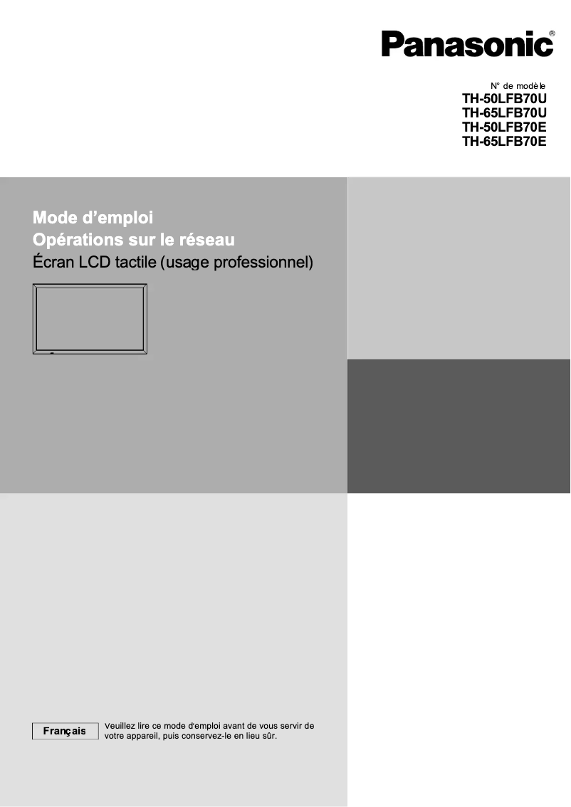 Image de la première page du manuel de l'appareil TH-50LFB70E