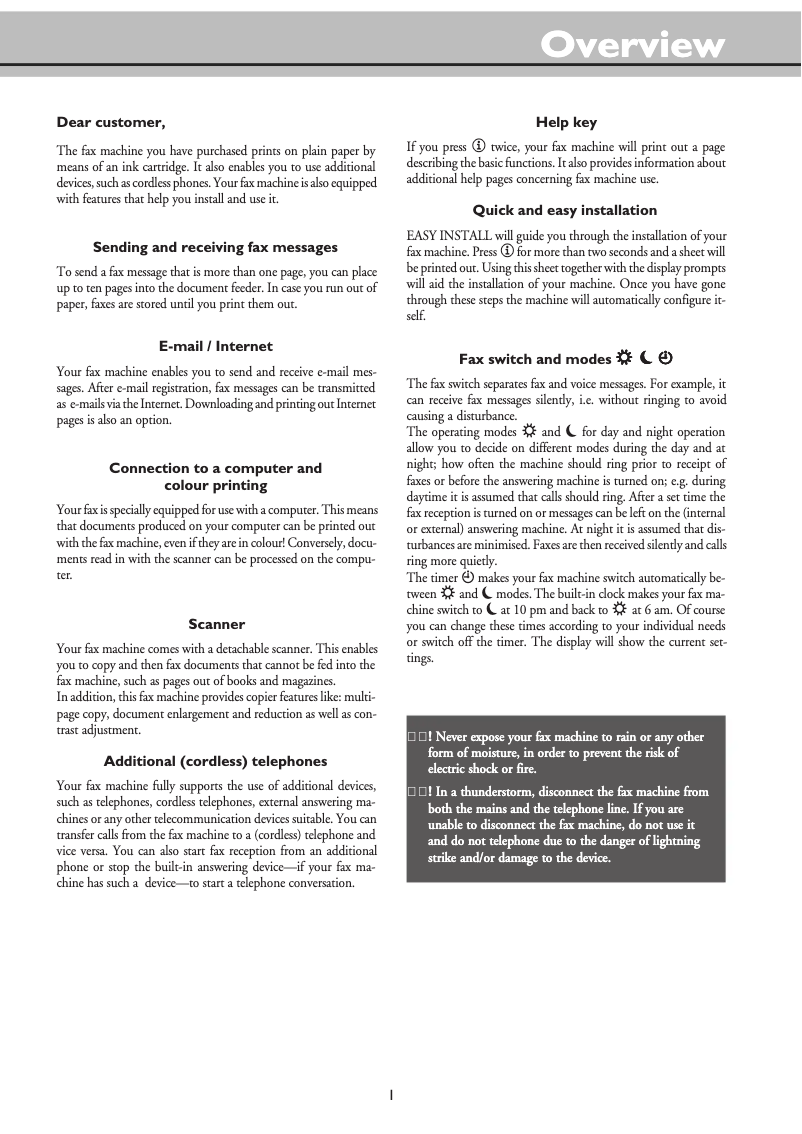 Page 1 de la notice Manuel utilisateur Philips IPF176