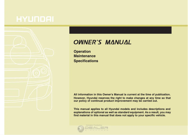 Image de la première page du manuel de l'appareil Elantra Touring (2012)