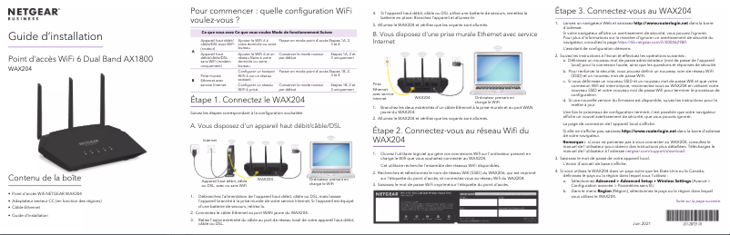 Page 1 de la notice Guide d'installation Netgear WAX204