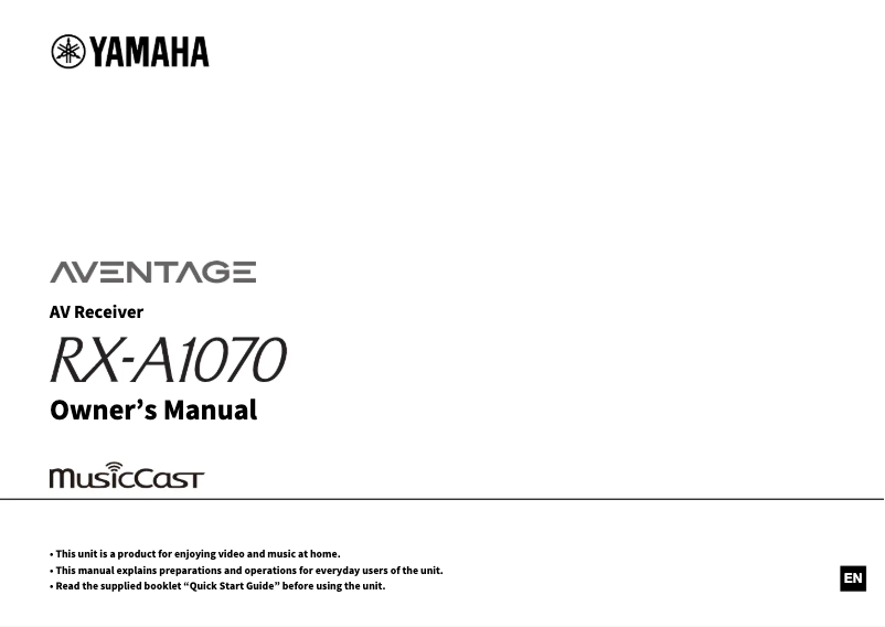 Page 1 de la notice Manuel utilisateur Yamaha RX-A1070