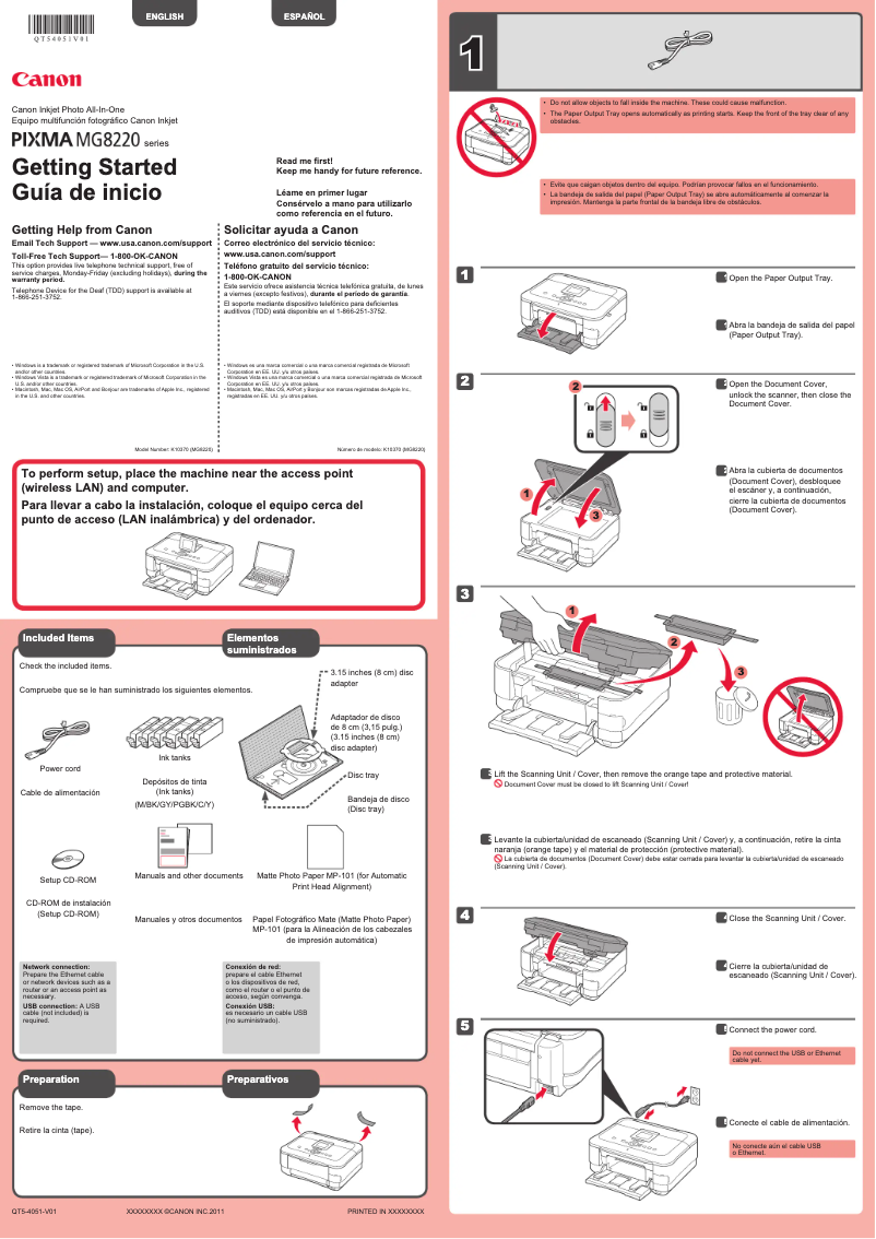 Image de la première page du manuel de l'appareil Pixma MG8220