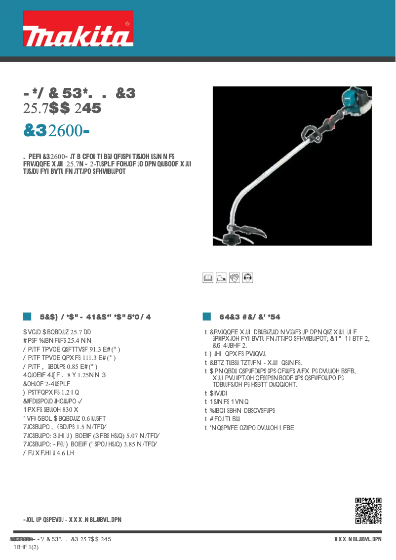 Page 1 de la notice Fiche technique Makita ER2600L