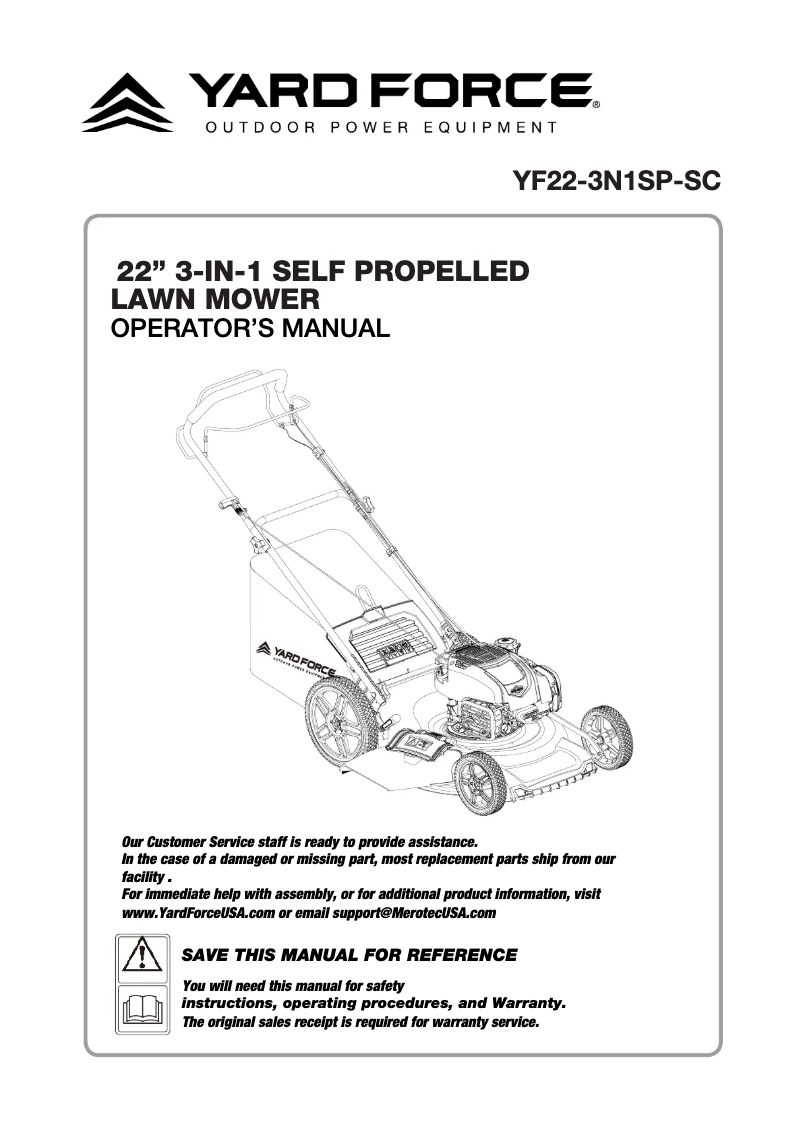 Page n°1 - Manuel utilisateur Yard Force YF22-3N1SP-SC