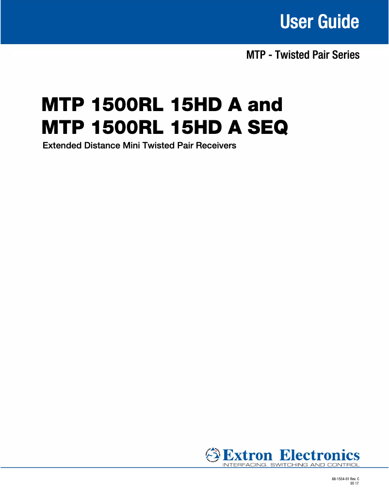 Image de la première page du manuel de l'appareil MTP 1500RL 15HD A SEQ