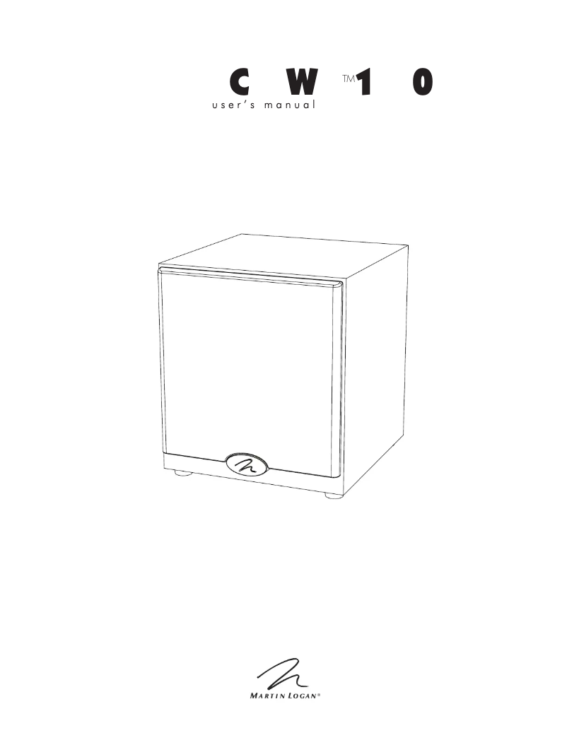 Page n°1 - Manuel utilisateur Martin Logan CW10