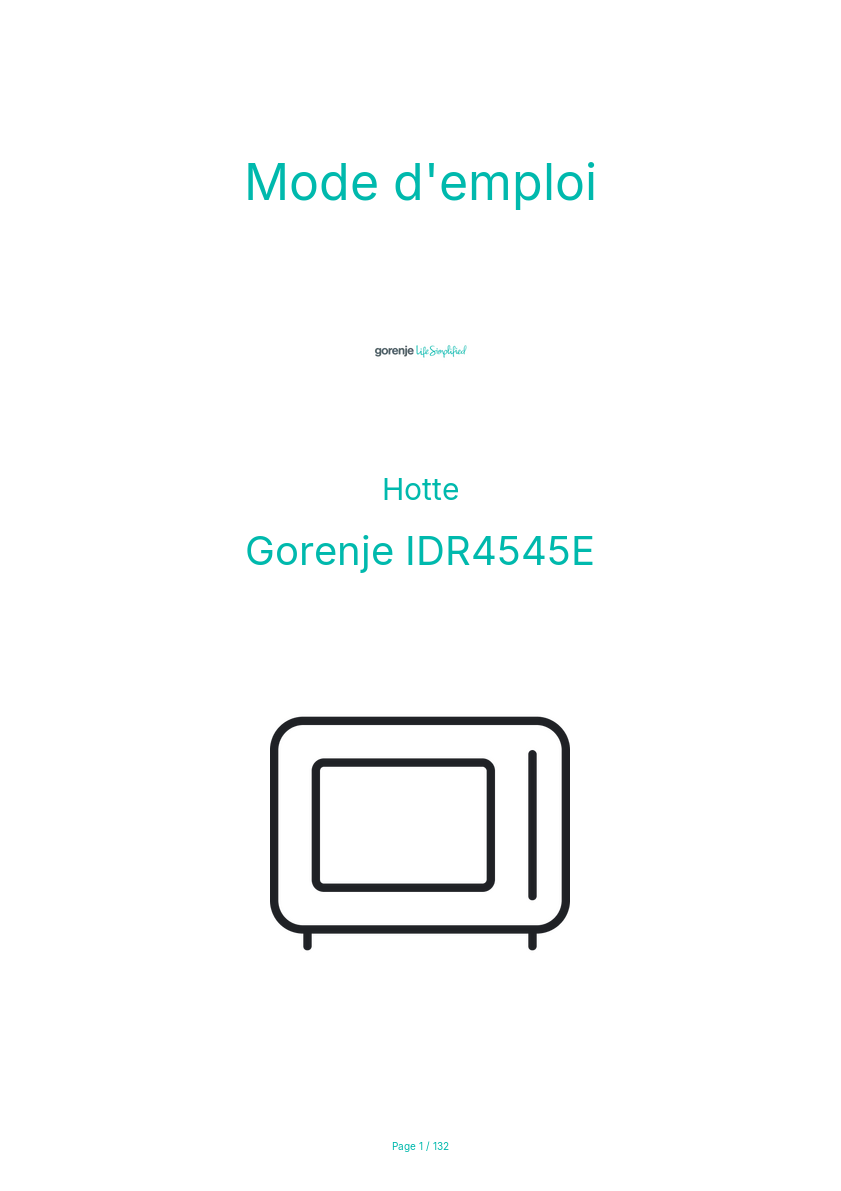 Page 1 de la notice Mode d'emploi Gorenje IDR4545E