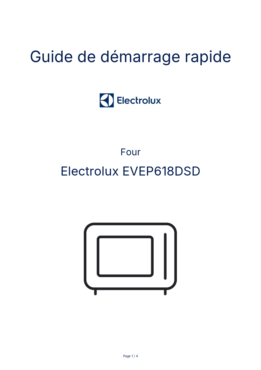 Page n°1 - Guide de démarrage rapide Electrolux EVEP618DSD