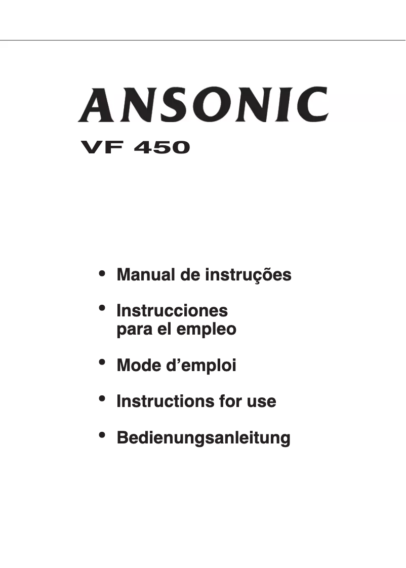 Page n°1 - Manuel utilisateur Ansonic VF 450