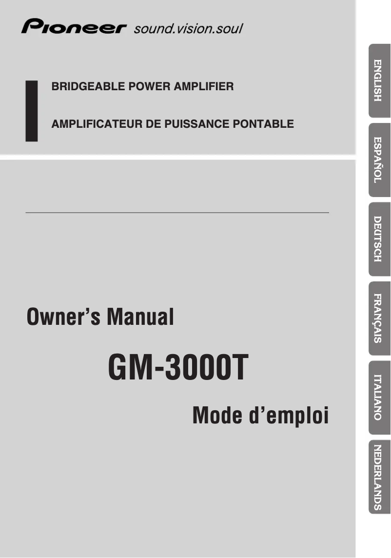 Page n°1 - Manuel utilisateur Pioneer GM-3000