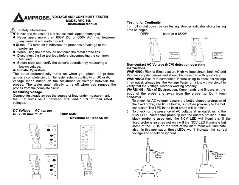 Imagen de la primera página del manual del dispositivo VPC-10N