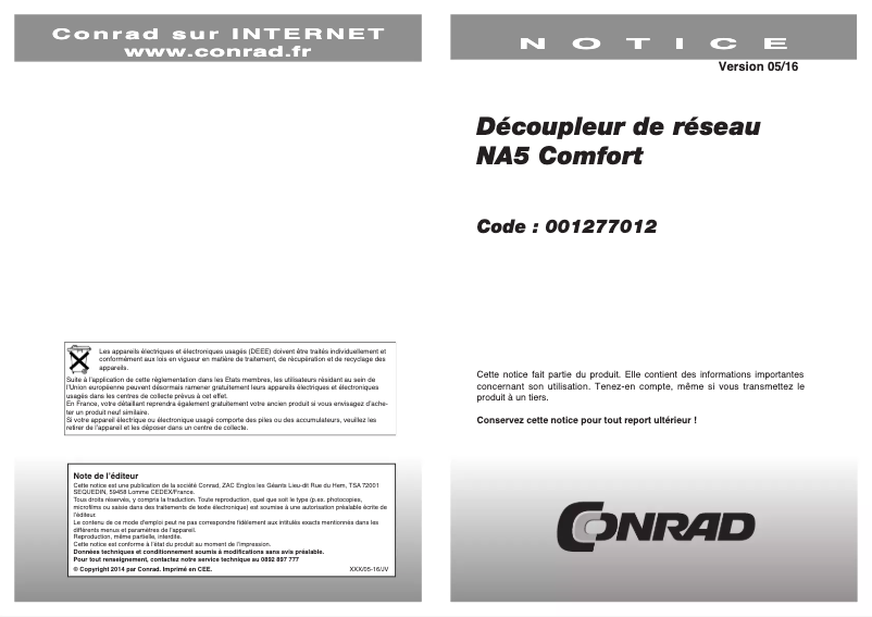 Page n°1 - Manuel utilisateur Gigahertz Solutions NA7 comfort