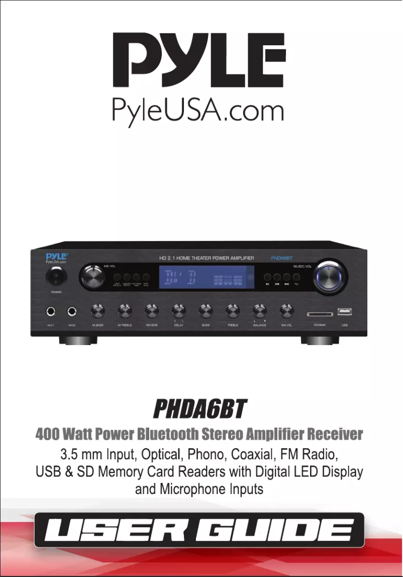 Page n°1 - Manuel utilisateur Pyle PHDA6BT