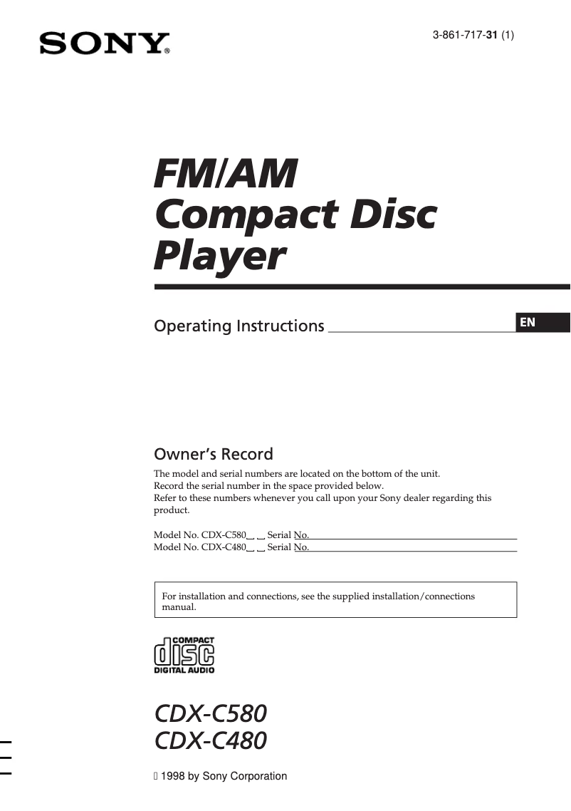 Image de la première page du manuel de l'appareil CDX-C580