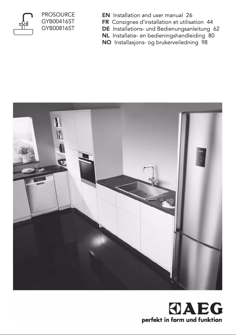 Page n°1 - Manuel utilisateur AEG GYB00816ST
