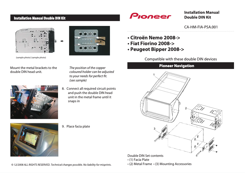 Page n°1 - Manuel utilisateur Pioneer CA-HM-FIA-PSA.001