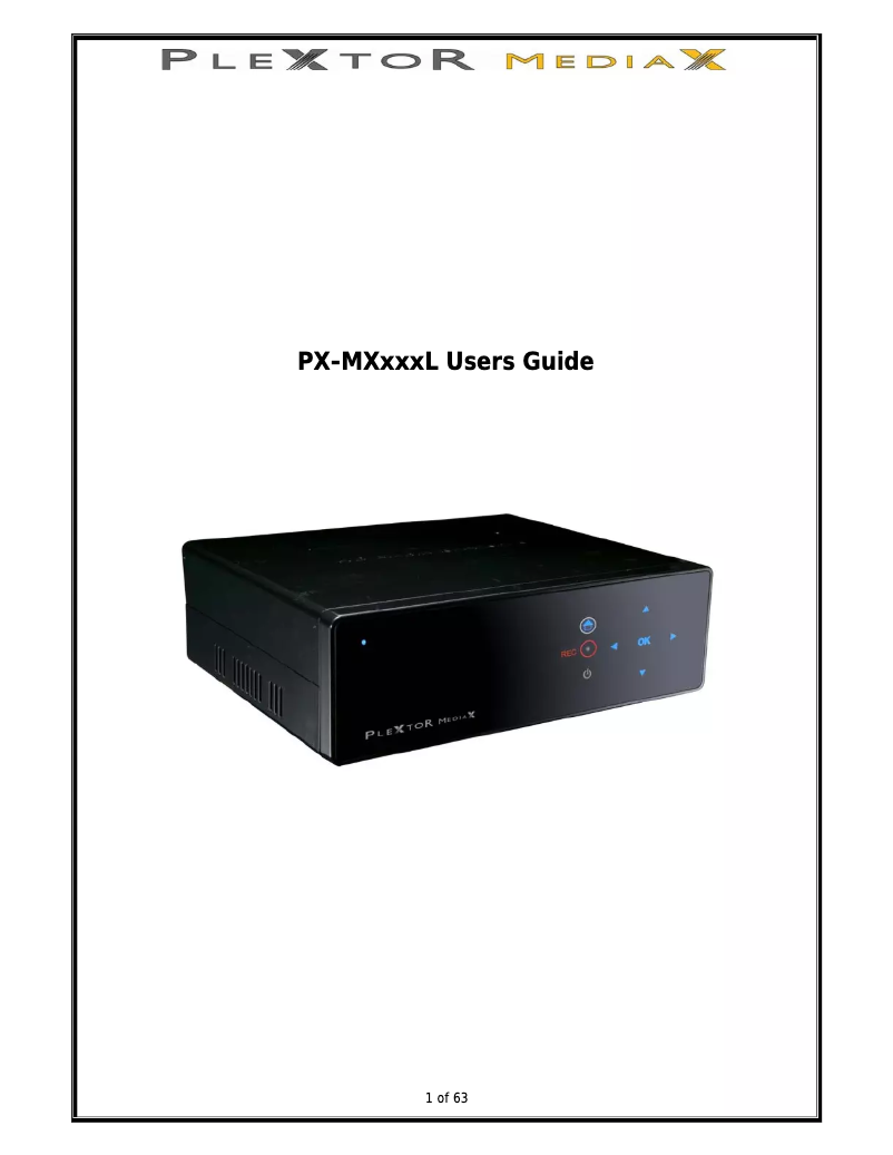 Page n°1 - Manuel utilisateur Plextor PX-MX500WL