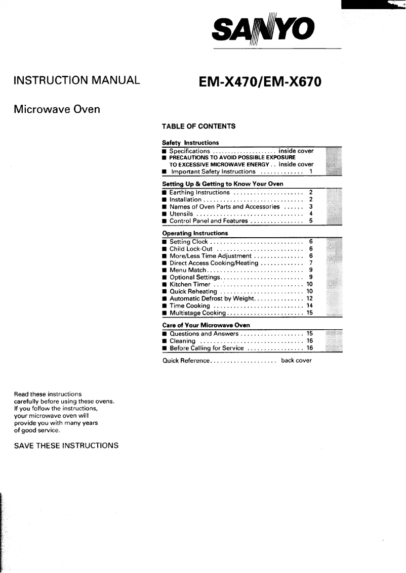 Page n°1 - Manuel utilisateur Sanyo EM-X470