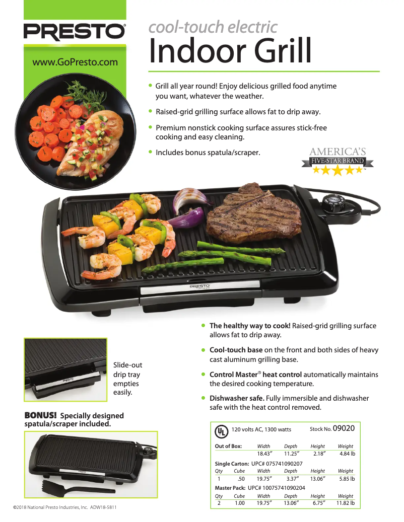 Page n°1 - Fiche technique Presto Cool Touch Electric 09020