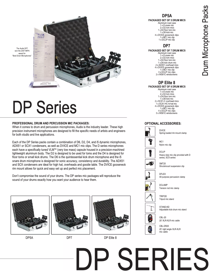 Page n°1 - Manuel utilisateur Audix DP8