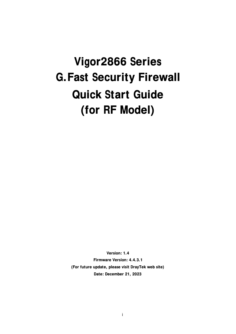 Image de la première page du manuel de l'appareil Vigor 2866L