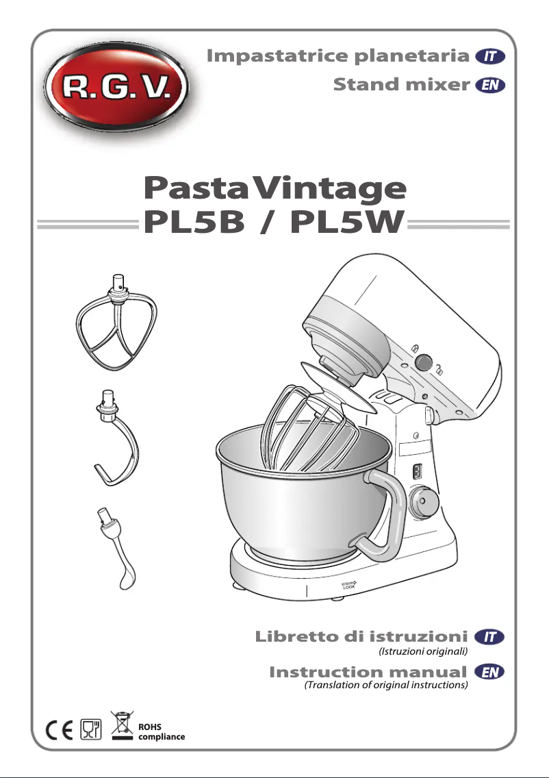 Page n°1 - Manuel utilisateur RGV Pasta Vintage PL5B