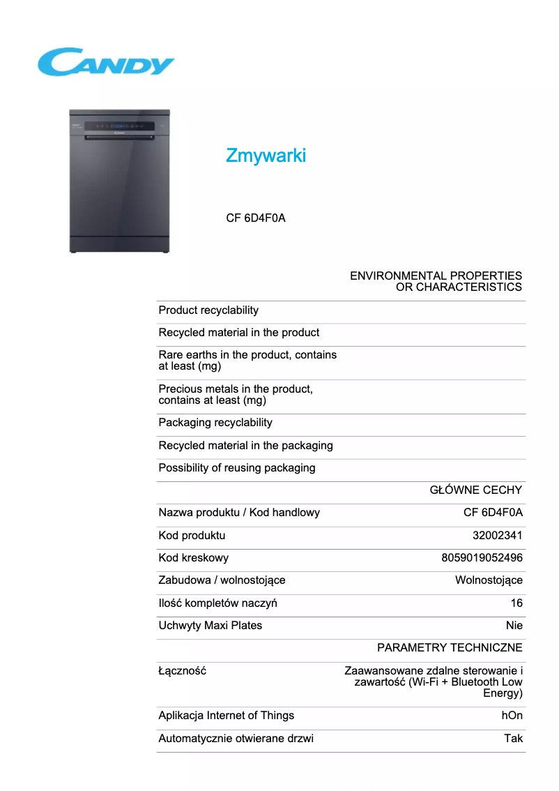 Image de la première page du manuel de l'appareil CF 6D4F0A