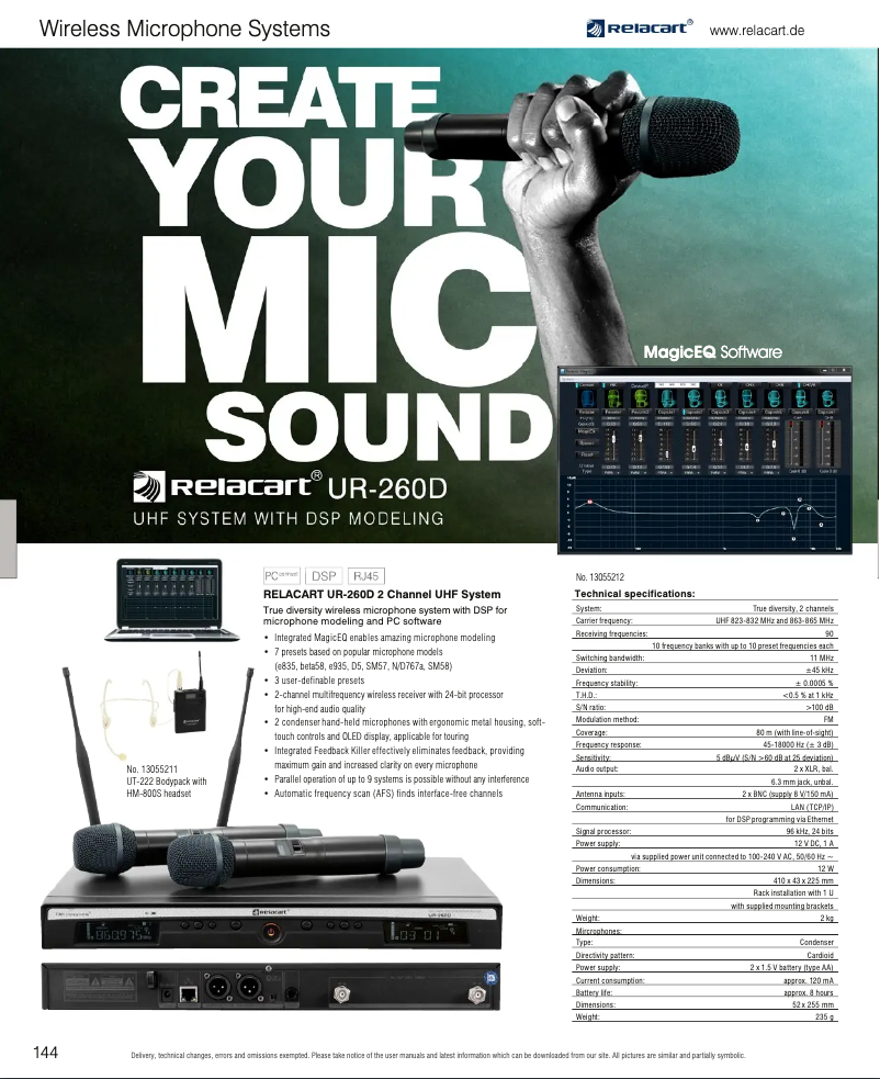 Page 1 de la notice Catalogue Relacart UR-222D