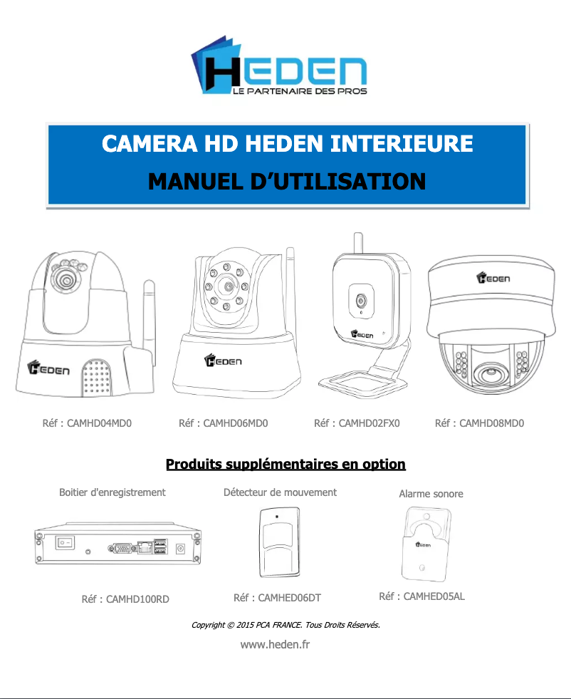 Page 1 de la notice Manuel utilisateur Heden CAMHD06MD0