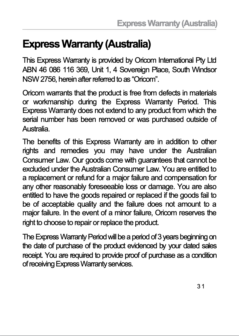 Página 1 del manual Manual de usuario Oricom ANB20