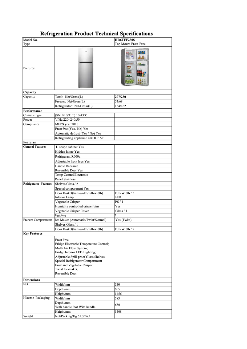 Image de la première page du manuel de l'appareil HR6TFF230S
