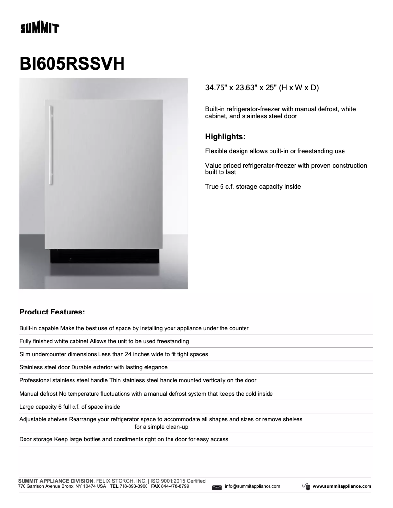 Image de la première page du manuel de l'appareil BI605RSSVH