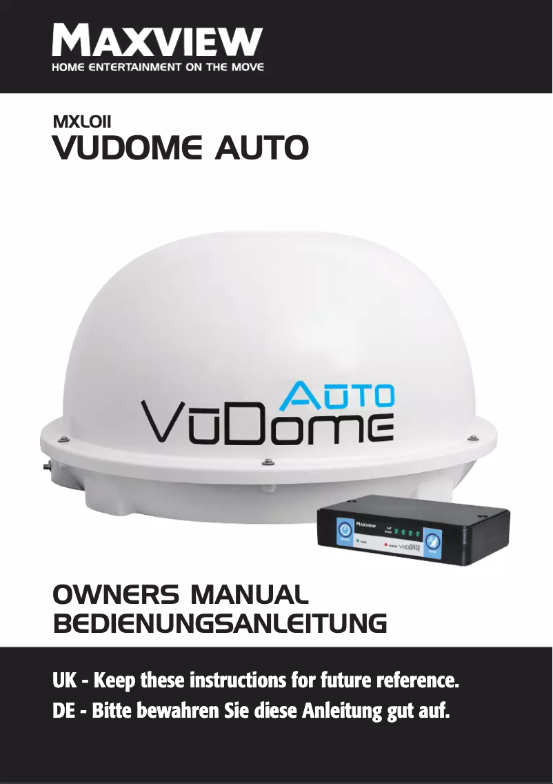 Imagen de la primera página del manual del dispositivo VuDome Auto MXL011