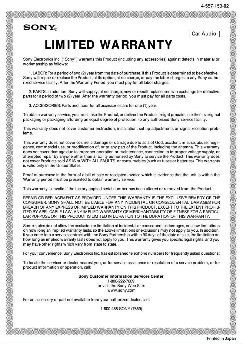 Page 1 de la notice Manuel utilisateur Sony MDX-C8970