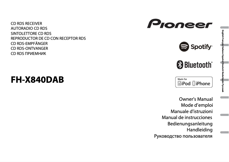 Page n°1 - Manuel utilisateur Pioneer FH-X840DAB