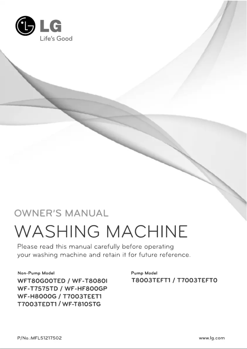 Page n°1 - Manuel utilisateur LG WF-T810STG