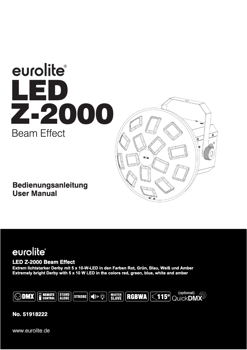 Page 1 de la notice Manuel utilisateur Eurolite LED Z-2000