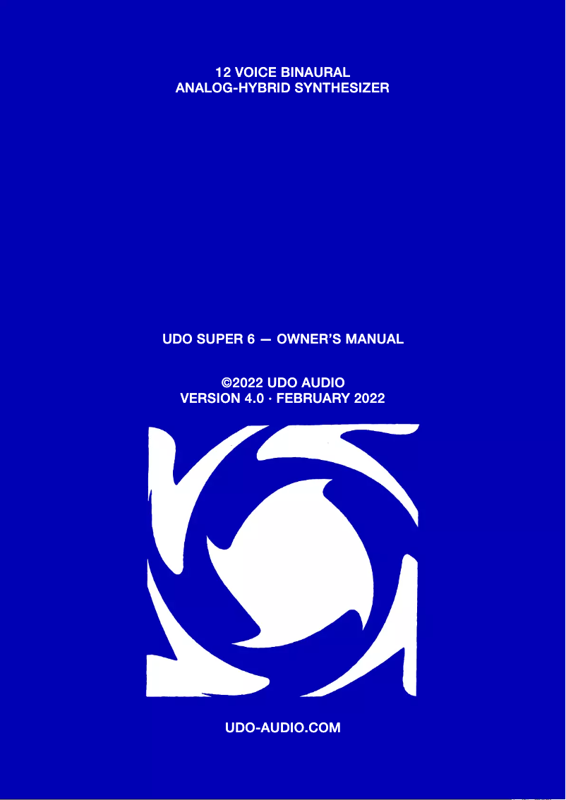 Page n°1 - Manuel utilisateur UDO-Audio Super 6