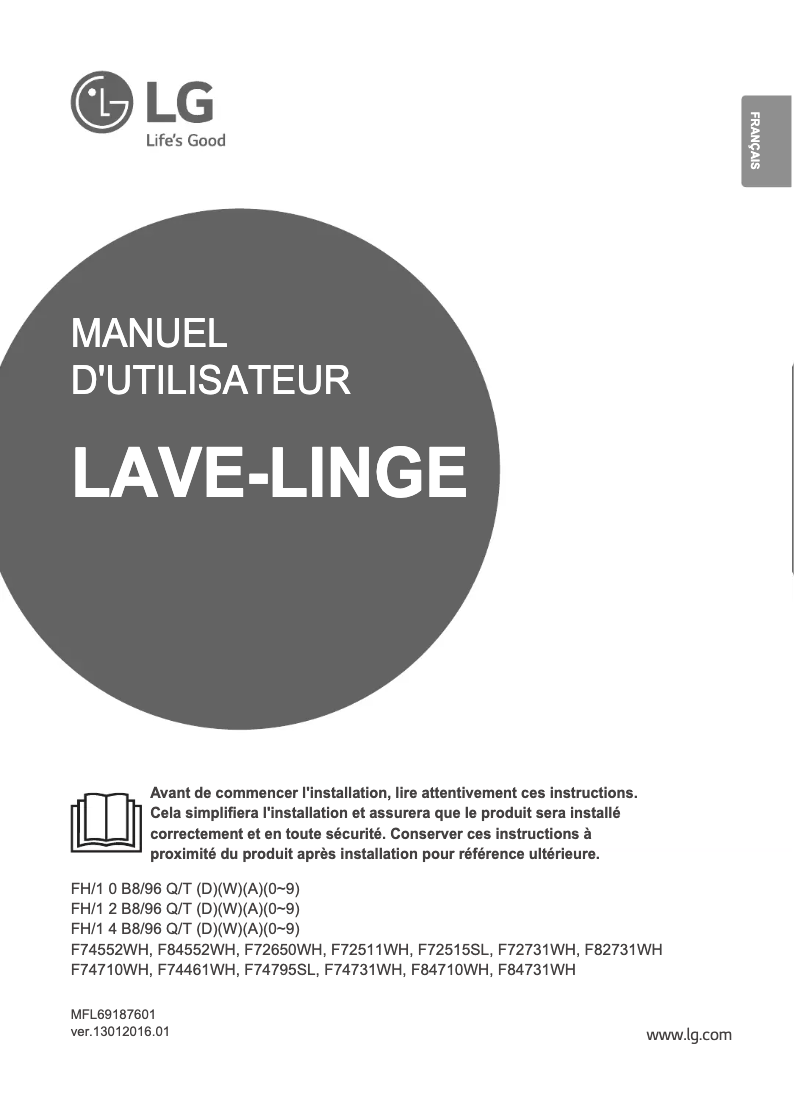 Page n°1 - Manuel utilisateur LG F84710WH