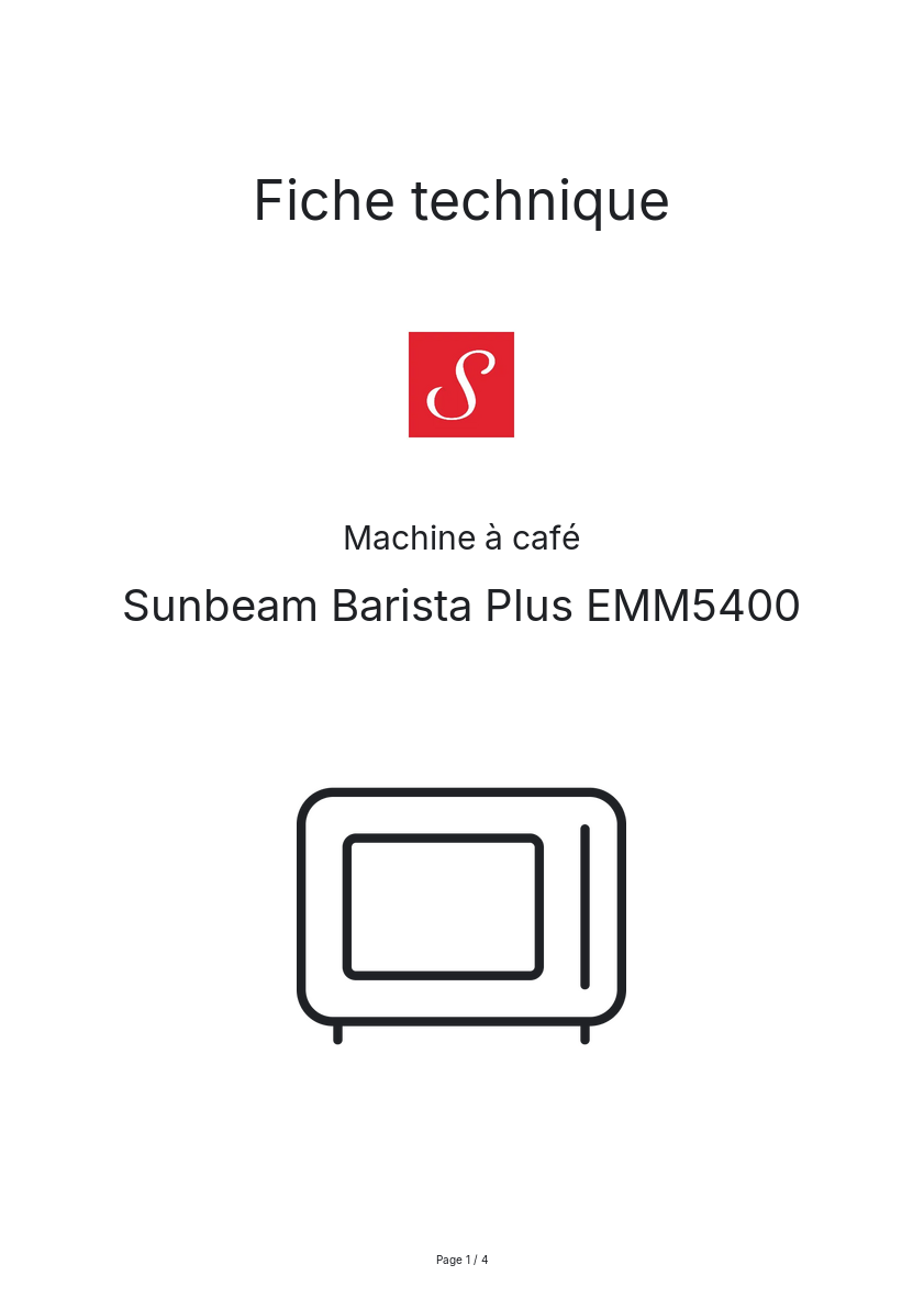 Image de la première page du manuel de l'appareil Barista Plus EMM5400