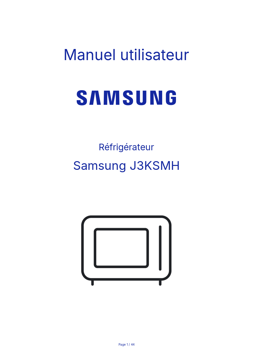 Image de la première page du manuel de l'appareil J3KSMH