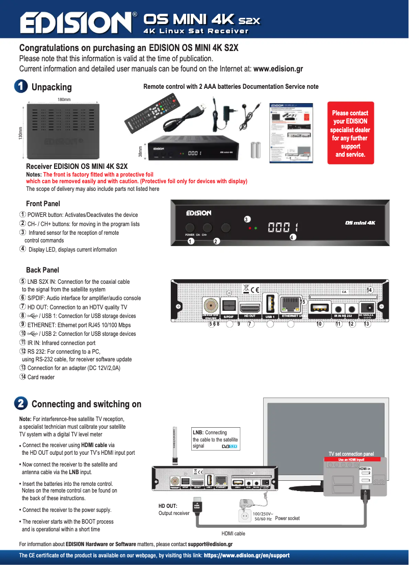 Image de la première page du manuel de l'appareil OS MINI 4K S2X