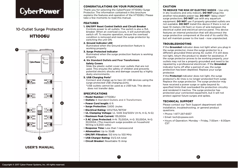 Image de la première page du manuel de l'appareil HT1006U