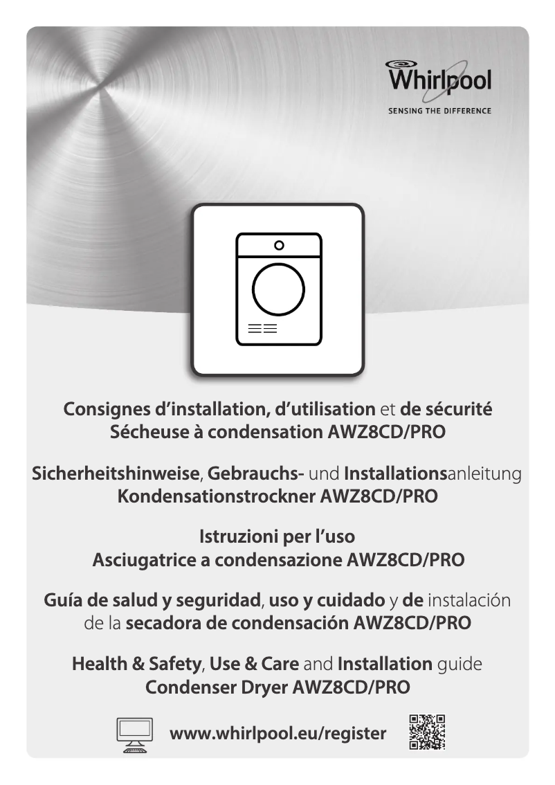 Page 1 de la notice Manuel utilisateur Whirlpool AWZ 8CD/PRO